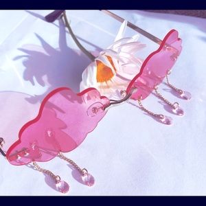 Aesthetic Cloud Sunglasses with Crystal Raindrops